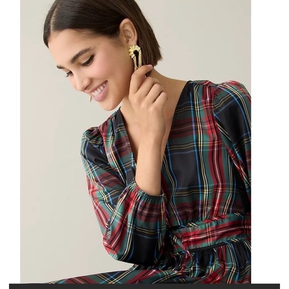 J.Crew V-neck taffeta mini dress in Stewart tartan - Picture 6 of 9